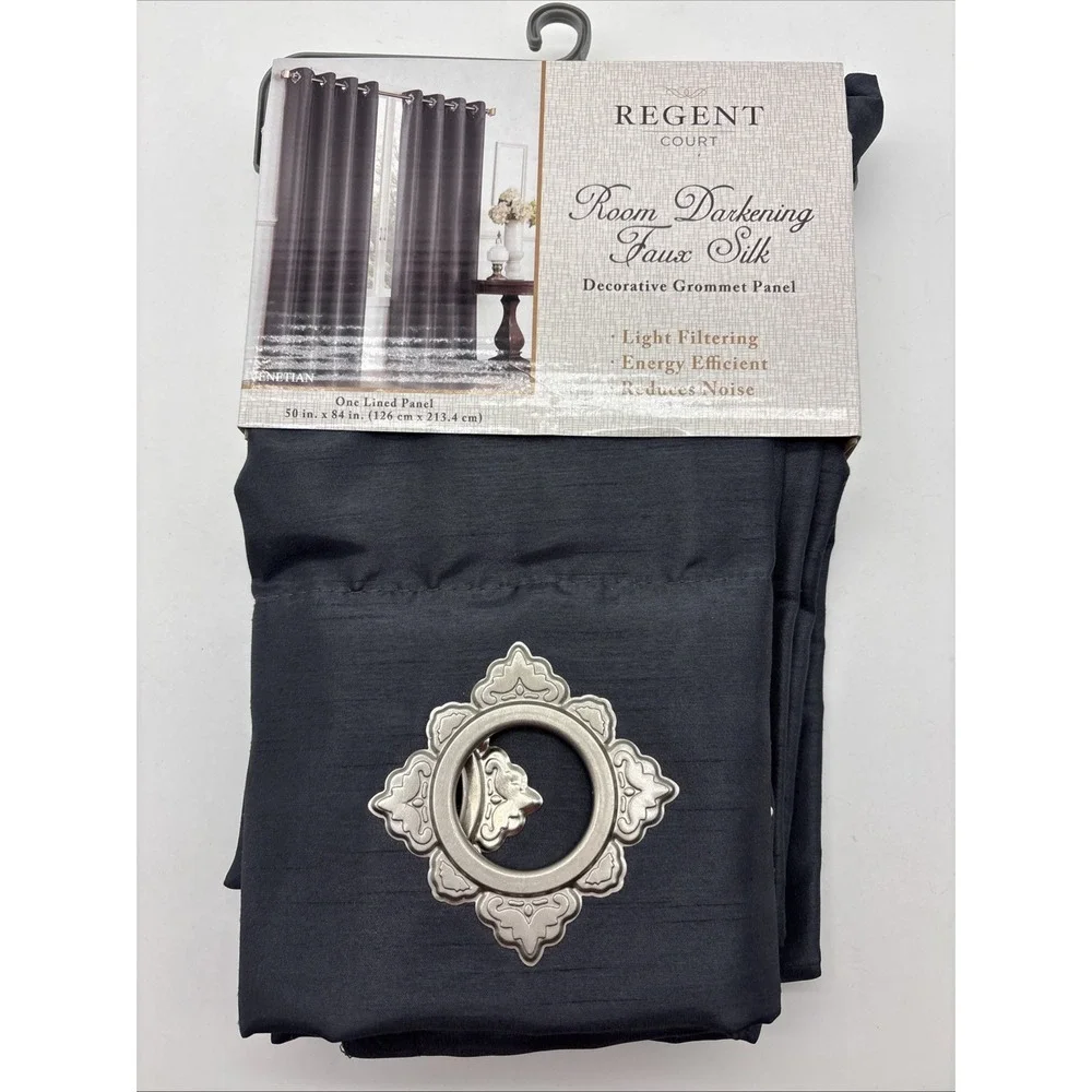 CURTAIN by REGENT COURT Room Darkening VENETIAN Lined Panel Grey Faux Silk